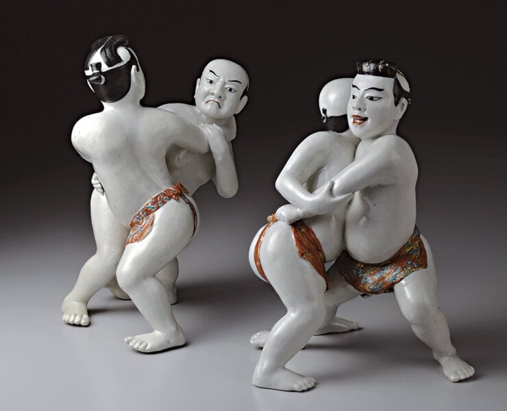 〈五彩相撲人像〉。