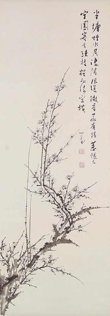 溥儒〈梅〉，水墨紙本立軸，史博館藏。