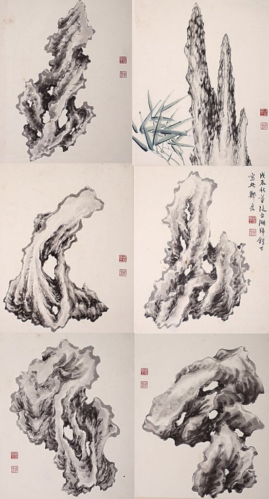 鄭曼青〈賞石冊〉，每開34.2×41公分。