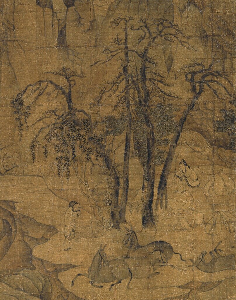 中國唐代摹本〈明皇幸蜀圖〉，絹本設色，51×37.8公分，日本大和文華館藏。