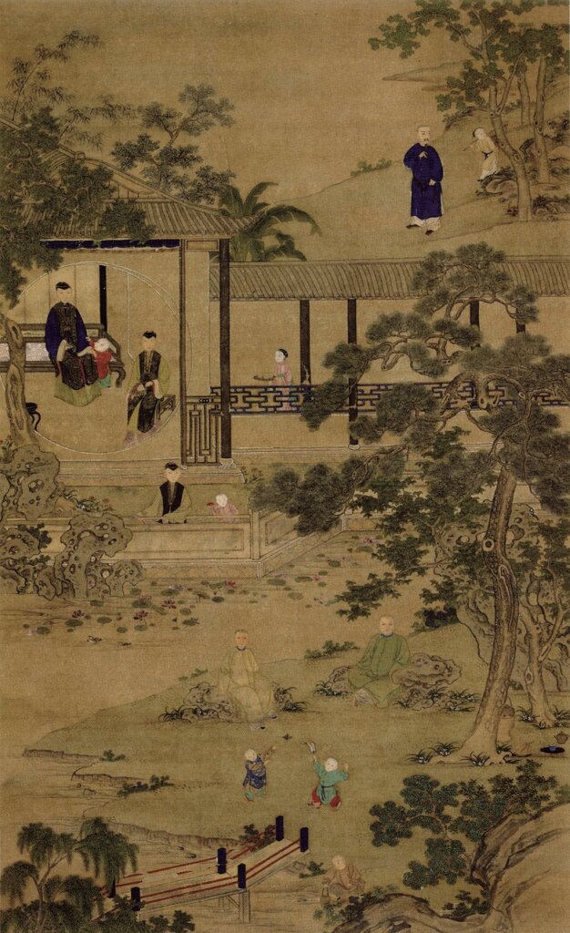佚名〈家族群像〉，英國大英博物館藏。