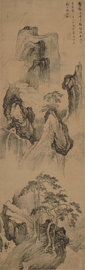 明張瑞圖〈松山圖〉,151.8×47.8公分,日本重要文化財,日本東京靜嘉堂文庫美術館藏。©Seikado Bunko Art Museum, Tokyo。