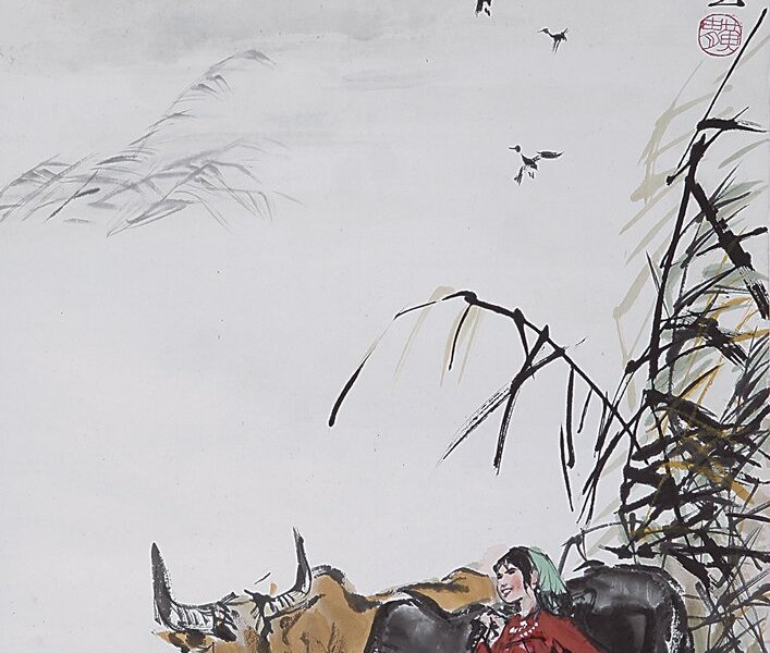 傅抱石（1904～1965）〈虎溪圖〉，72×40公分。