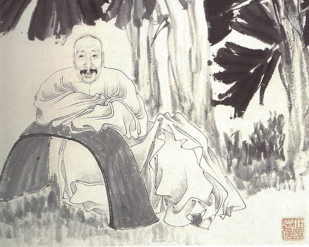 任伯年〈為石農畫小像〉，蘇州博物館藏。