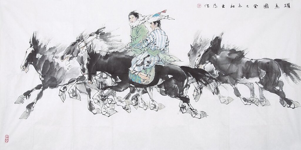 黃胄（1925～1997）〈牧牛圖〉，69.5×38公分。