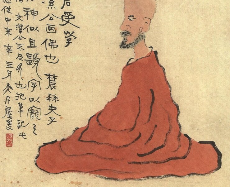 張君綬，仿李瑞清〈紅衣羅漢〉。