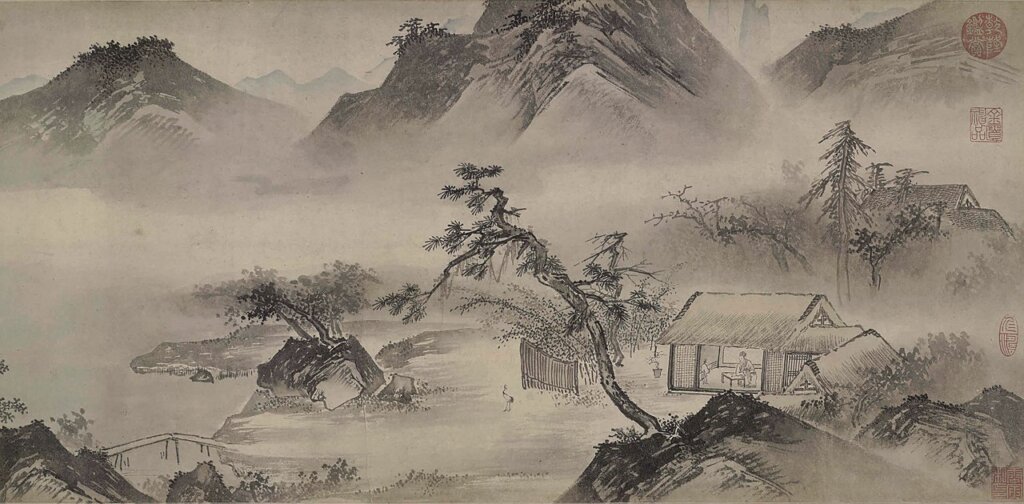 明唐寅〈西山草堂圖〉卷。圖為局部。