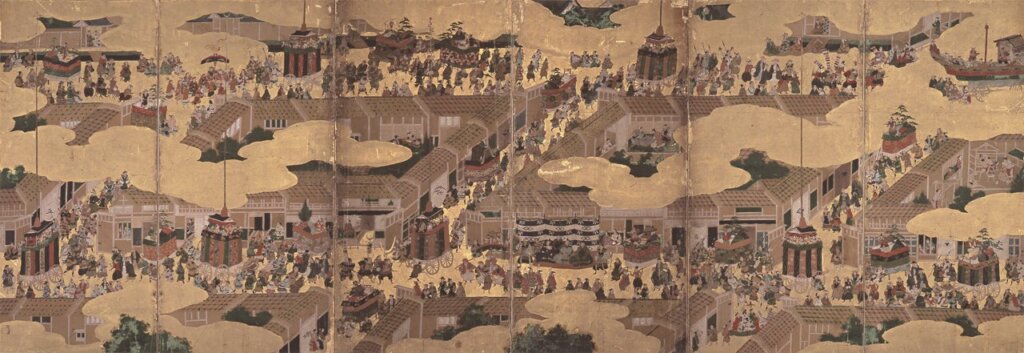 〈祇園祭禮圖屏風〉,右隻左半部,日本大阪歷史博物館藏。
