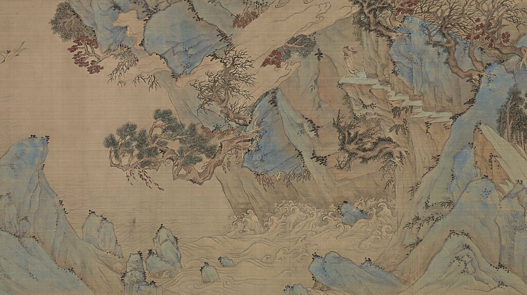 文徵明〈倣趙伯驌後赤壁圖〉卷，國立故宮博物院藏。圖為局部。