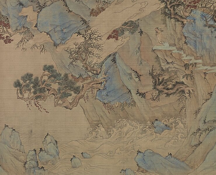 文徵明〈倣趙伯驌後赤壁圖〉卷，國立故宮博物院藏。圖為局部。