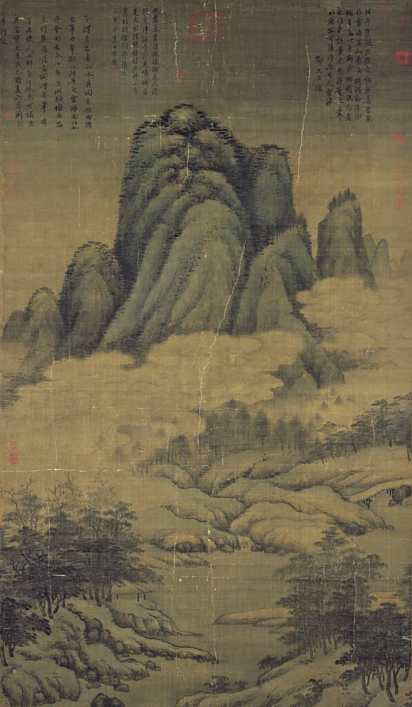 元高克恭〈雲橫秀嶺圖軸〉，國立故宮博物院藏。
