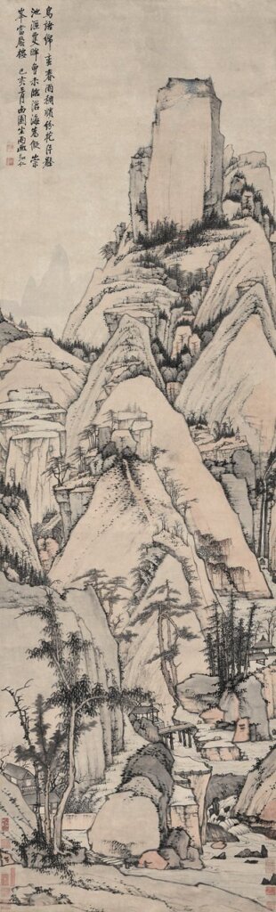 中國嘉德編號718弘仁〈西園坐雨圖〉,預估價人民幣3000萬~5000萬元,成交價人民幣5347.5萬元,刷新弘仁個人拍賣記錄。