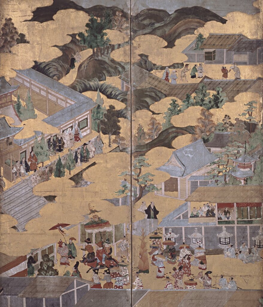 〈豐國祭禮圖屏風〉，圖為局部，日本名古屋市博物館藏。