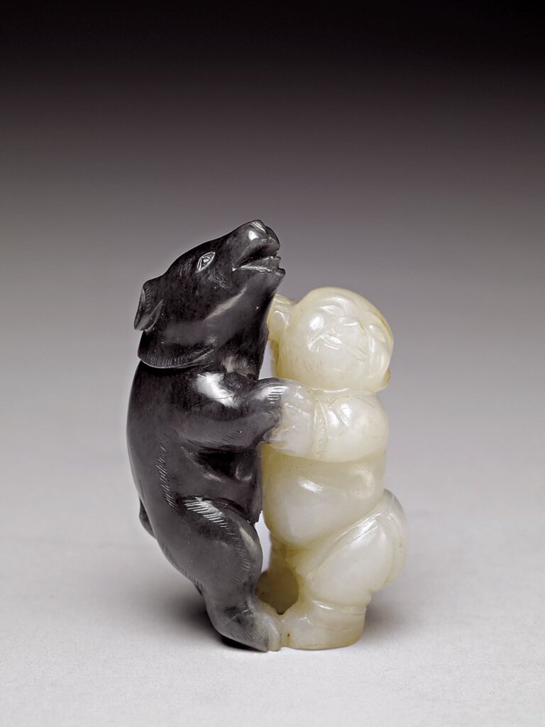 清〈玉人與熊〉，國立故宮博物院藏。