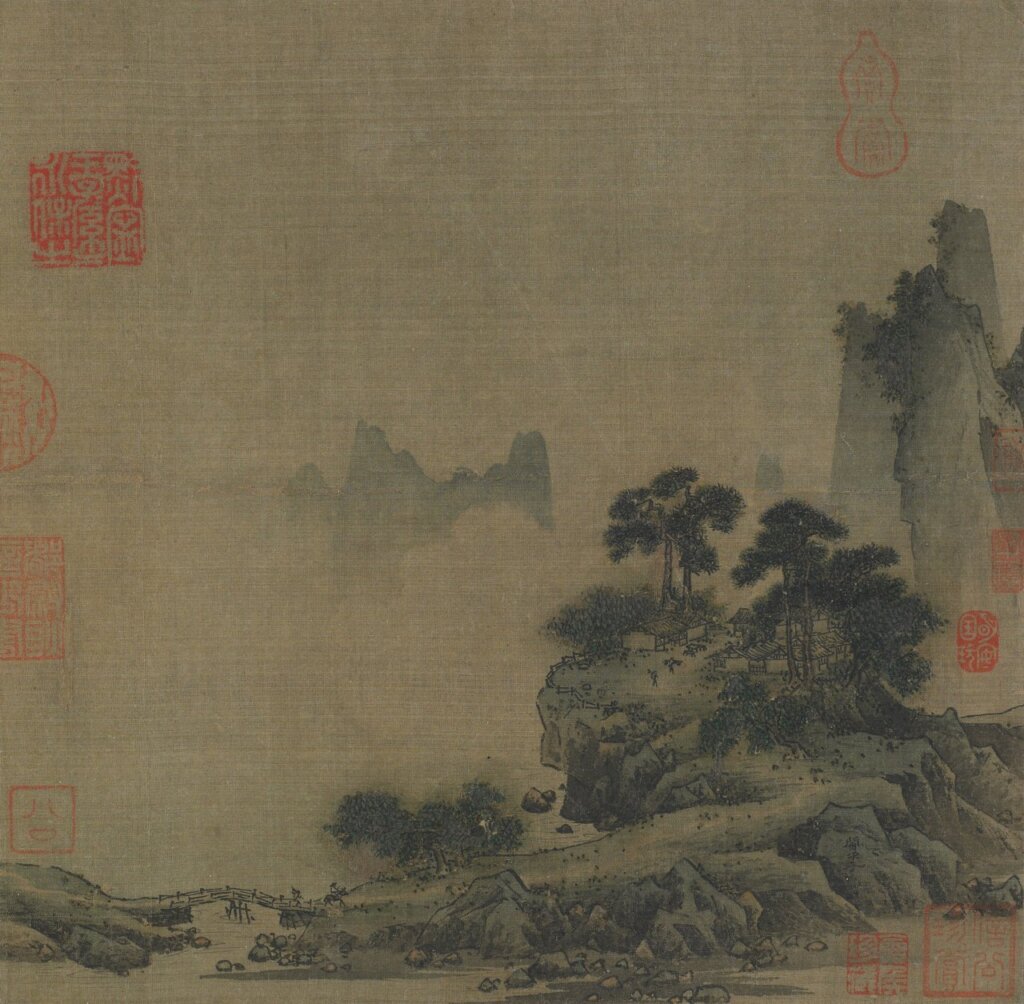 南宋閻次于〈山村歸騎〉斗方。編號F1935.10，美國佛利爾美術館藏。