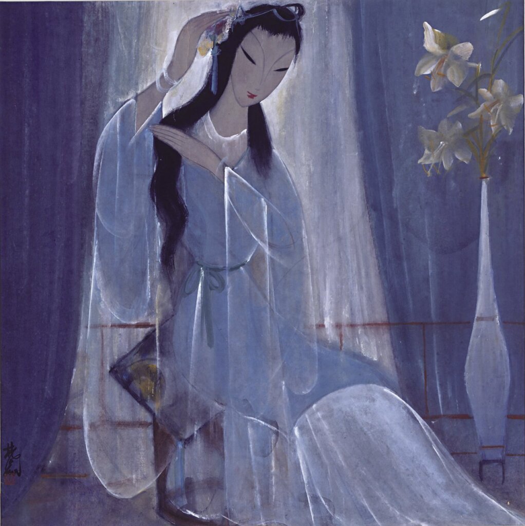 林風眠〈藍衣仕女〉，香港藝術館藏。