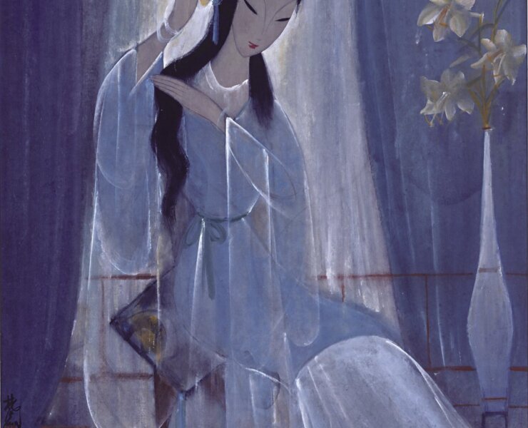 林風眠〈藍衣仕女〉，香港藝術館藏。