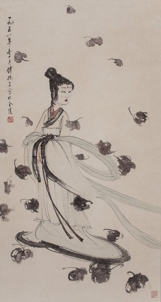 清中期〈白玉觀音立像、銅鎏金八吉祥背光須彌座〉，寬16公分、高36公分。