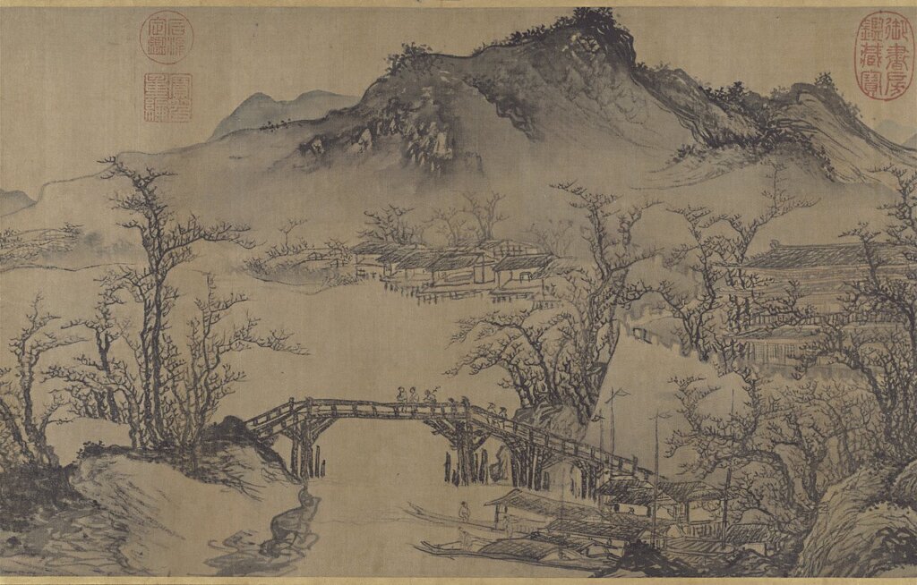 明唐寅〈畫金閶別意〉卷，局部，28.5×126.1公分，國立故宮博物院藏。