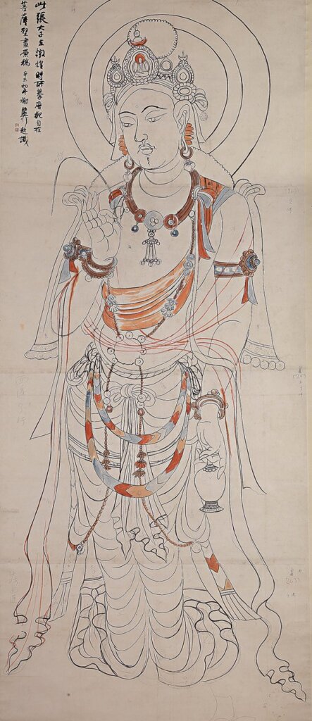 編號441明代〈雞骨白玉（火燎玉）天官賜福大帝〉，高21.6公分。