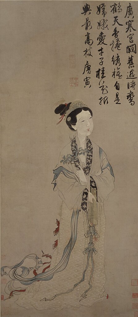唐寅〈嫦娥執桂圖〉軸，美國大都會博物館藏。