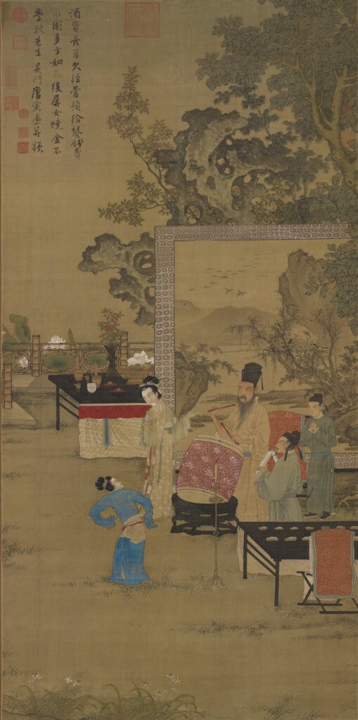 唐寅〈韓熙載夜宴圖〉軸，國立故宮博物院藏。故宮「明四大家特展－唐寅」展品。