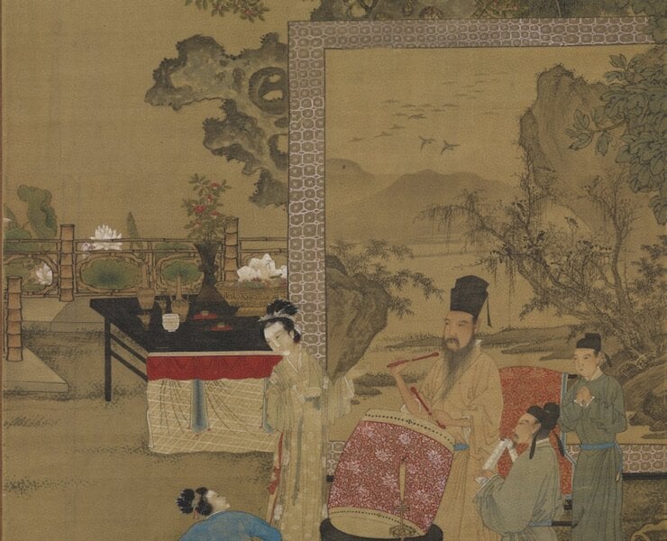 唐寅〈韓熙載夜宴圖〉軸，國立故宮博物院藏。故宮「明四大家特展－唐寅」展品。