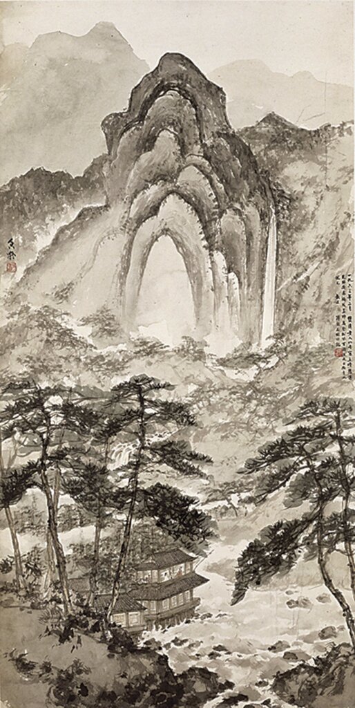 何香凝、傅抱石1963年作〈松風流水〉，何香凝美術館藏。