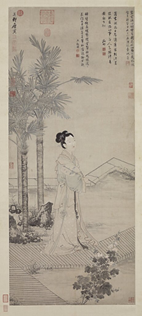 唐寅〈畫班姬團扇〉軸，國立故宮博物院藏。故宮「明四大家特展－唐寅」展品。