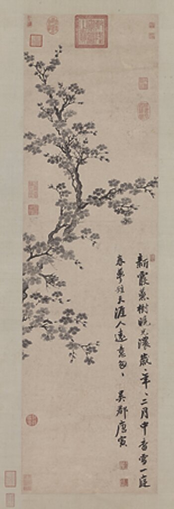 唐寅〈杏花〉軸，國立故宮博物院藏。故宮「明四大家特展－唐寅」展品。