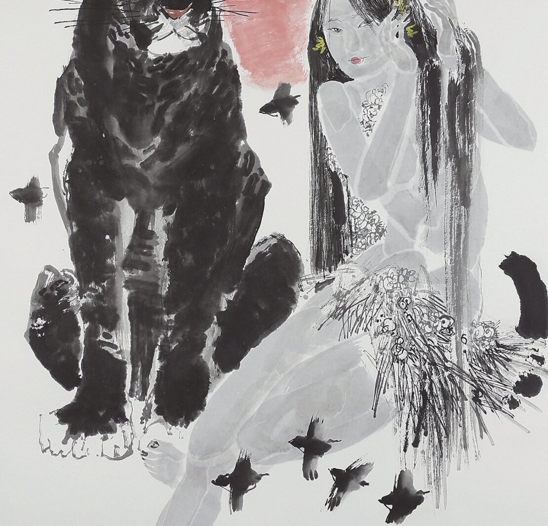 季則夫2012年作〈當窗理雲鬢〉,123×81公分。