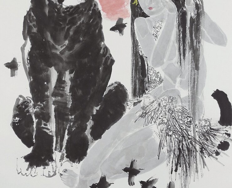 季則夫2012年作〈當窗理雲鬢〉，123×81公分。