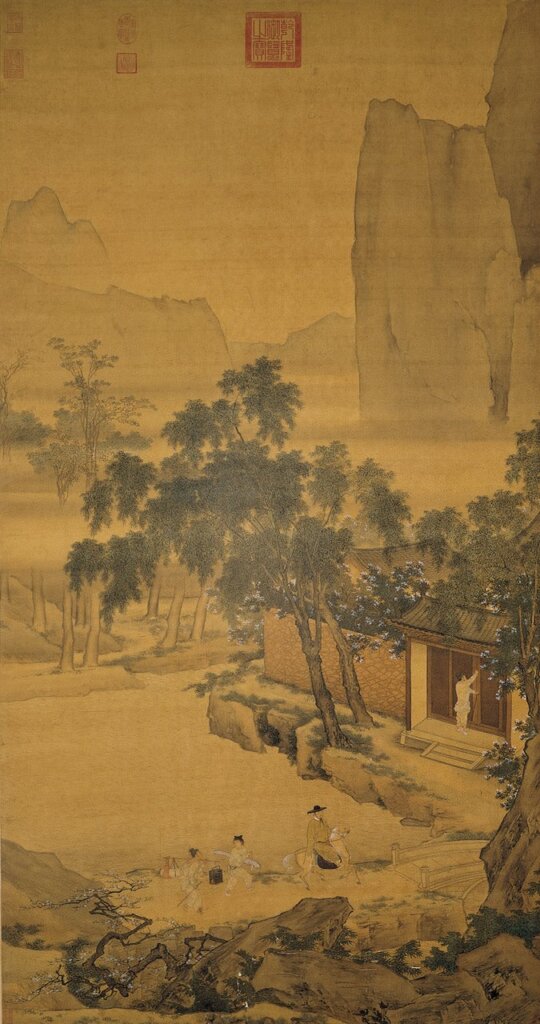 明仇英〈春遊晚歸〉軸，國立故宮博物院藏。
