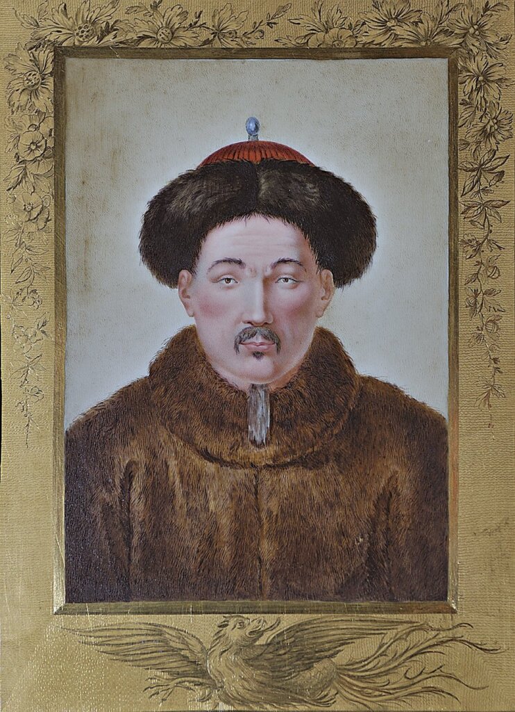 Charles-Éloi Asselin（1743～1804）繪製，約1776年〈中國皇帝瓷版畫〉，色佛爾皇家瓷廠製作。