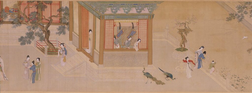 明仇英〈漢宮春曉〉卷，國立故宮博物院藏，圖為局部。