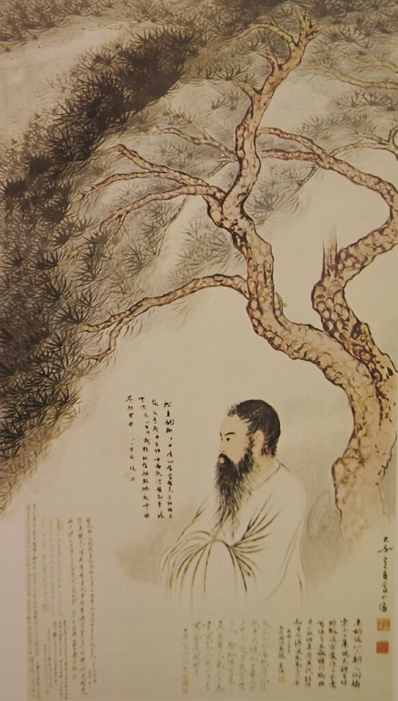 上左 《張大千四十年回顧展》頁23，張大千1929年作〈大千己巳自寫小像〉。
