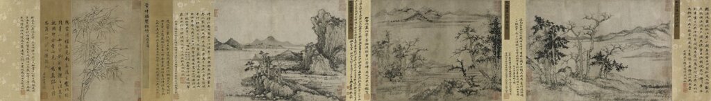 元代趙孟頫、管道昇〈山水三段〉卷，上海博物館藏。