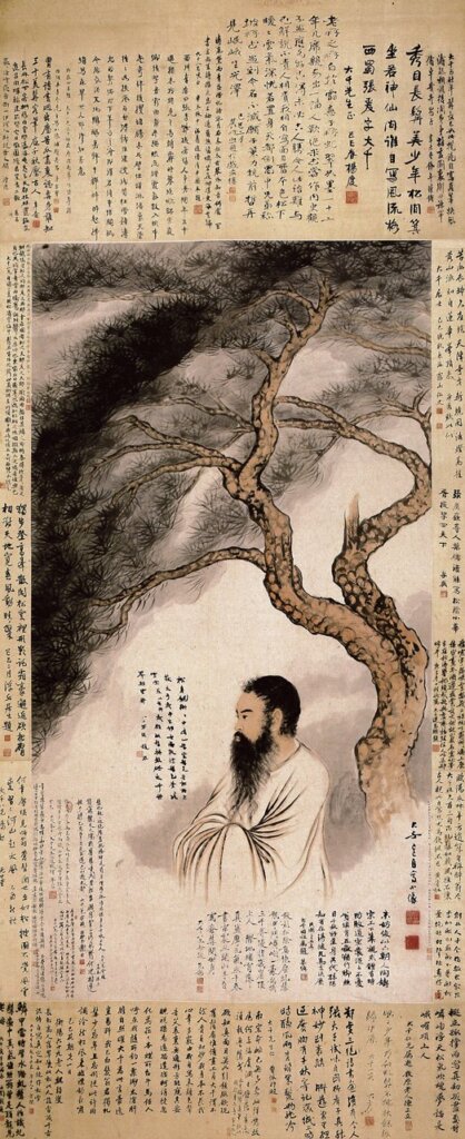張大千1929年作〈大千己巳自寫小像〉，185×97公分。