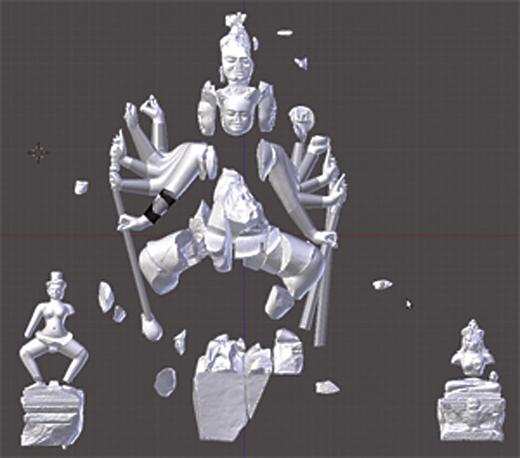 濕婆像3D模擬復原圖。引自Angkor Project Group網站:http://scotty.iwr.uni-heidelberg.de/3Dpuzzle.shtml。日期:2014/7/30。