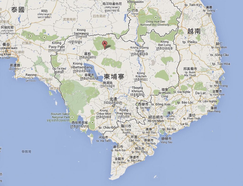 科克城(圖示A)地理位置圖。筆者以Google Map編修。