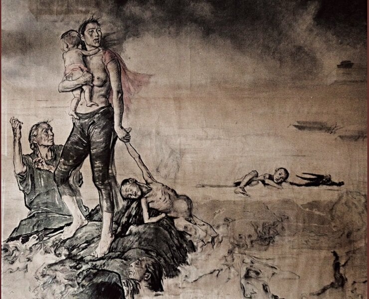 蔣兆和年1947作〈大洪水〉，300×270公分。