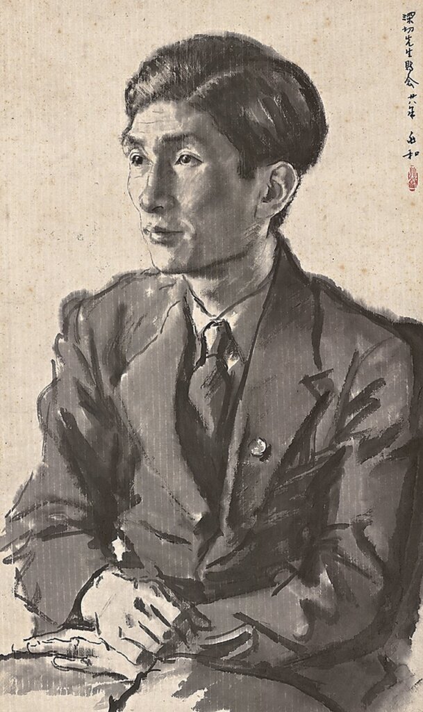 蔣兆和1938年作〈與阿Q像〉，97×52公分。