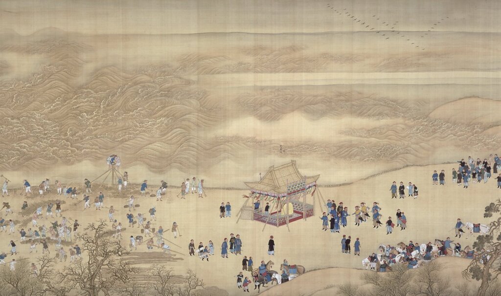 清代1689年〈康熙南巡圖〉第四卷，局部，法國吉美博物館藏。