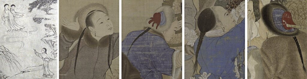 滿洲、蒙古兩族風俗相近，人們所編髮辮也非常相似。