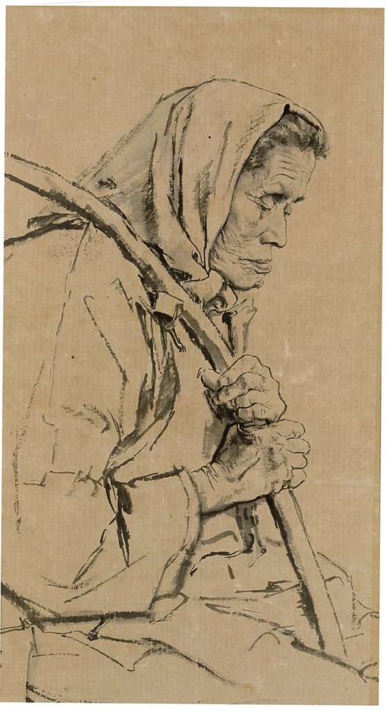 蔣兆和〈重擔〉，86.3×52公分，2012年5月29日香港佳士得成交價542萬港元。英國Kenneth Walker家藏。