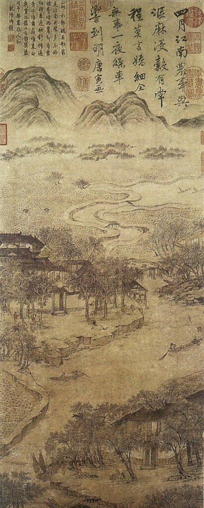 唐寅〈江南農事圖〉軸，局部，台北故宮博物院藏。圖╱取自網路。