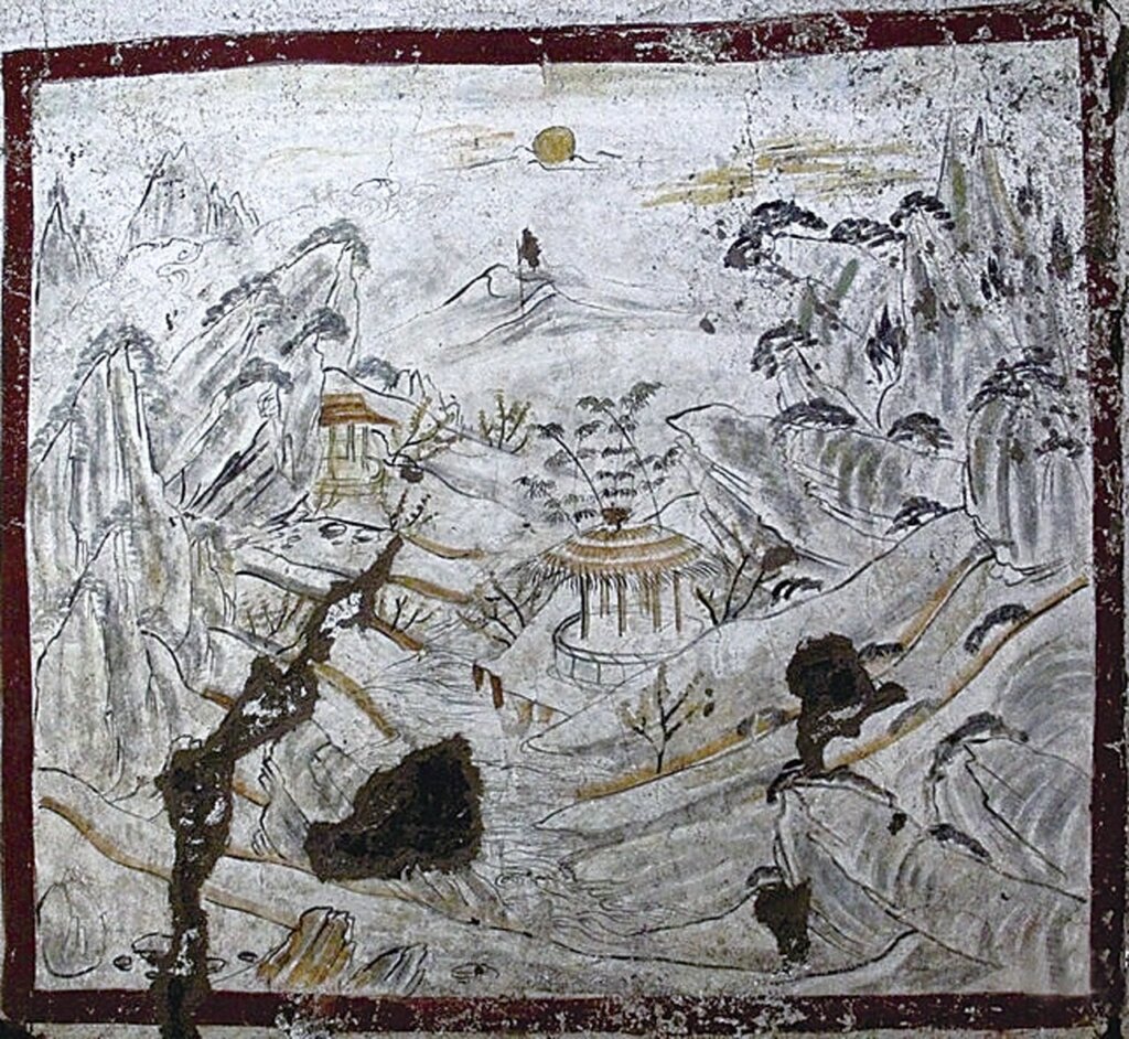 北壁山水屏風。