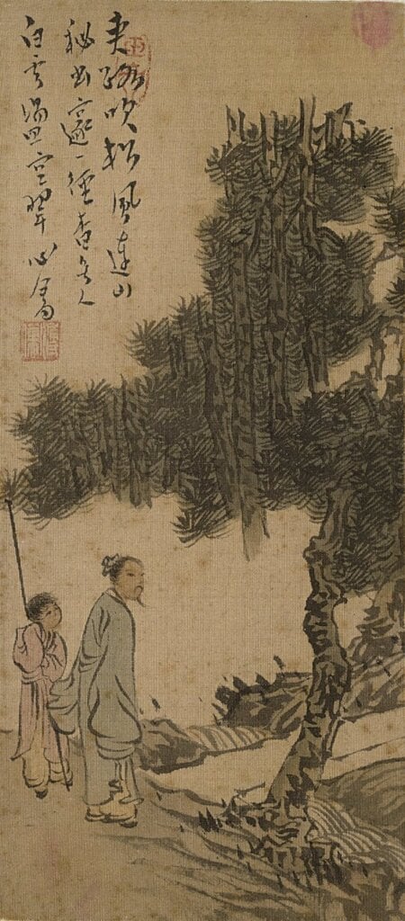 溥儒〈四君子〉，紙本水墨，56×20公分×4，私人收藏。