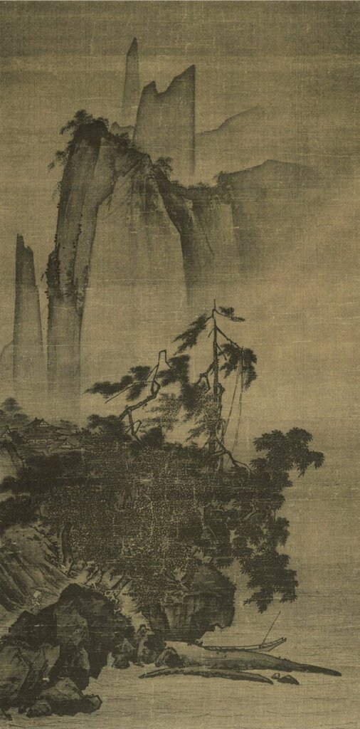 馬遠〈風雨山水圖〉軸，日本東京靜嘉堂藏。