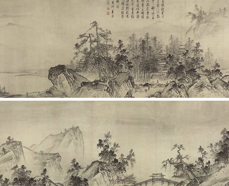 夏珪〈溪山清遠〉卷，局部，國立故宮博物院藏。